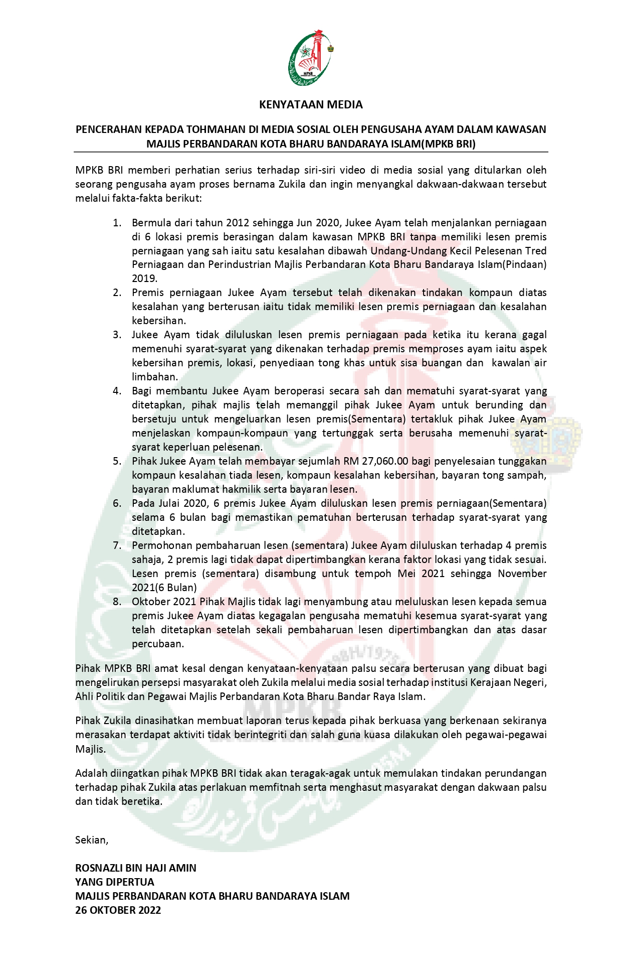 KENYATAAN MEDIA JUKEE AYAM Page 0001