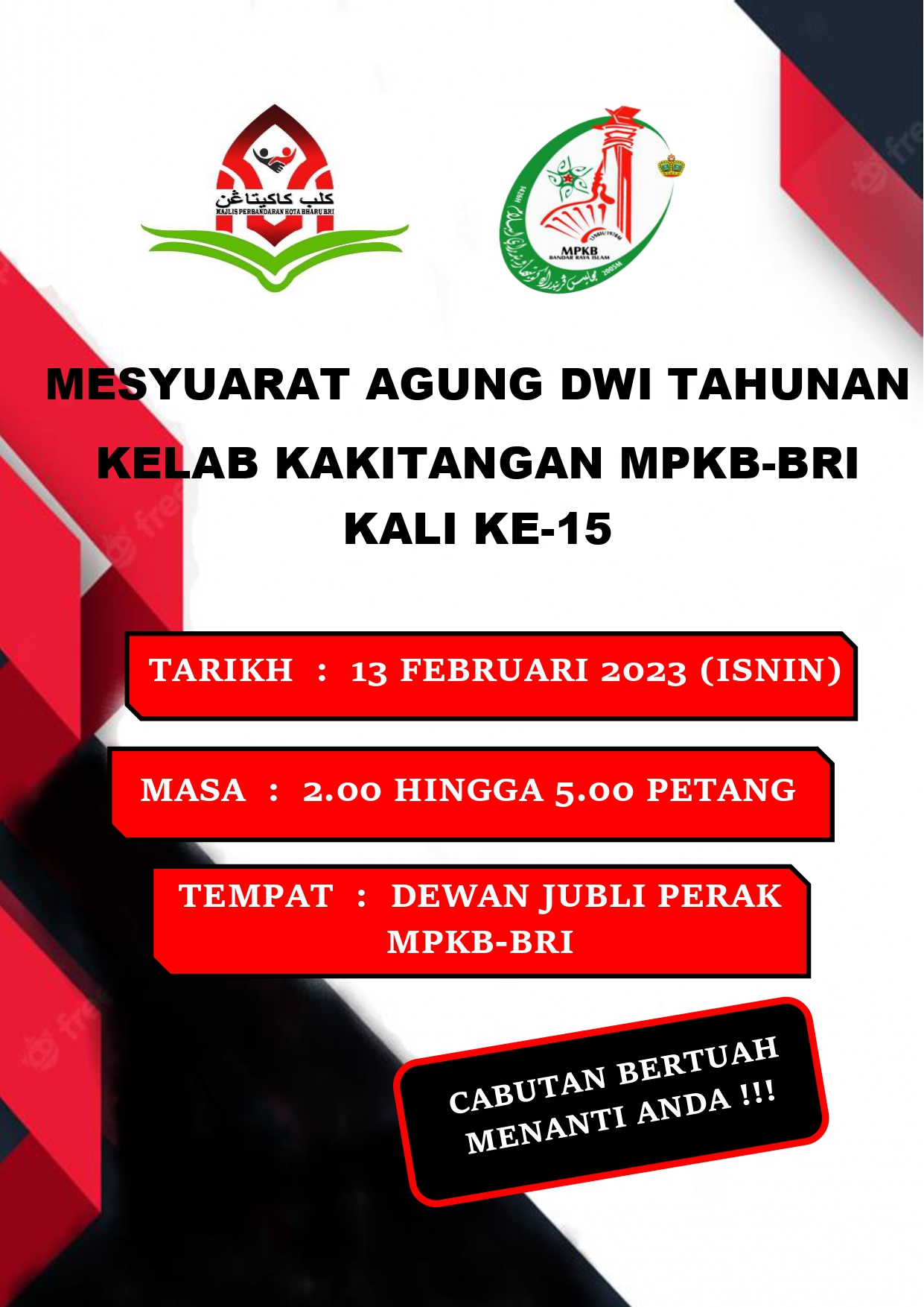 MESYUARAT AGUNG DWI TAHUNAN KELAB KAKITANGAN MPKB BRI KALI KE 15 Page 0001